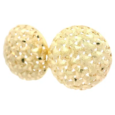 Pre-owned Omega 14k Yellow Gold Textured Diamond Cut Open Work Button  Earrings