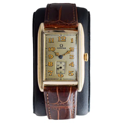 Pre-owned Omega 14kt Solid Gold Art Deco Tank Style Watch From 1925-1930 In Multi