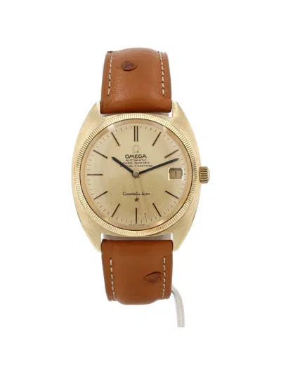 Pre-owned Omega 1960s 35mm Constellation Barrel Case Watch In Gold