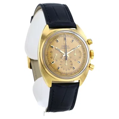 Pre-owned Omega 1968  Saemaster Chronograph Yellow Gold Leather Strap