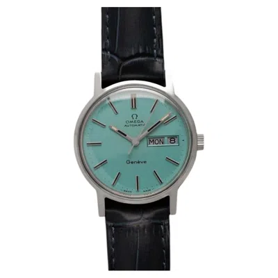 Pre-owned Omega 1972  Geneve Vintage Automatic Day Date Mens Dark Tiffany Blue Dial Watch