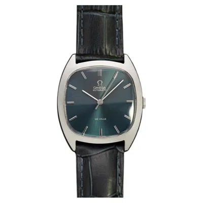 Pre-owned Omega 1973  De Ville Vintage Mens Automatic Smoked Sapphire Watch - Stainless St In Blue