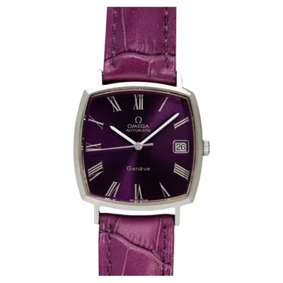Pre-owned Omega 1977  Geneve Vintage Mens Automatic Royal Amethyst Dial Dress Watch - Ss In Purple