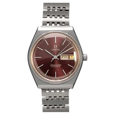 Pre-owned Omega 1978  Seamaster Vintage Mens Bracelet Automatic Daydate Bordeaux Wine Watch In Multiple