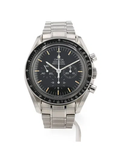 Pre-owned Omega 1990 Speedmaster 42mm Watch In Black