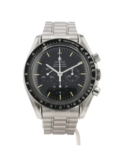 Pre-owned Omega 1990s 42mm Speedmaster Screwed Caseback Watch In Silver