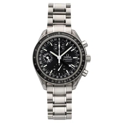 Pre-owned Omega 1990s  Speedmaster Day Date 3520.50.00 Stainless Steel Black Dial Automatic