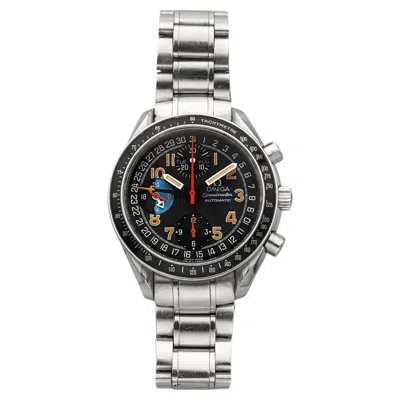 Pre-owned Omega 1990s  Speedmaster Day-date 3520.53.00 Steel Grey Dial Automatic 39mm In Gray