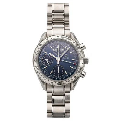 Pre-owned Omega 1990s  Speedmaster Triple Calendar 3520.53.00 Steel Blue Dial Auto 39mm