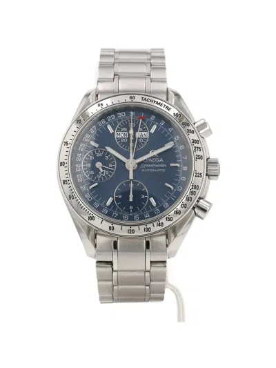 Pre-owned Omega 1990s Speedmaster 39mm Watch In Blue