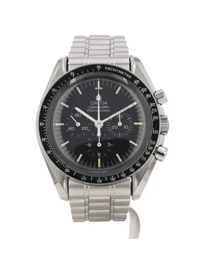 Pre-owned Omega 1990s Speedmaster 42mm Watch In Black
