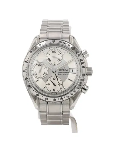 Pre-owned Omega 1990s Speedmaster Automatic 38mm Watch In Silver