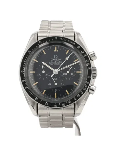 Pre-owned Omega 1990s Speedmaster Three Counters 42mm Watch In Silver