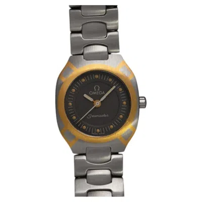 Pre-owned Omega 1994  Polaris Seamaster Ladies Stainless Steel & 18k Gold Divers Watch In Multi