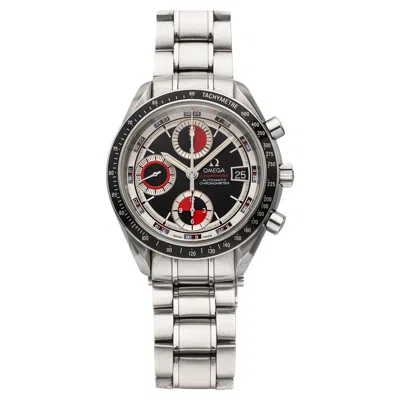 Pre-owned Omega 2000s  Speedmaster Date 3210.52.00 Stainless Steel Black Red Dial Auto 40mm