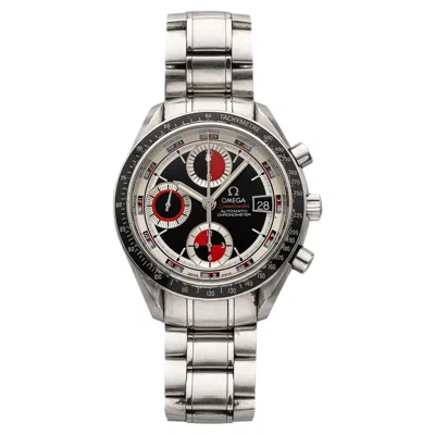 Pre-owned Omega 2000s  Speedmaster Date 3210.5200 Steel Red Black Silver Dial Auto 40 Mm