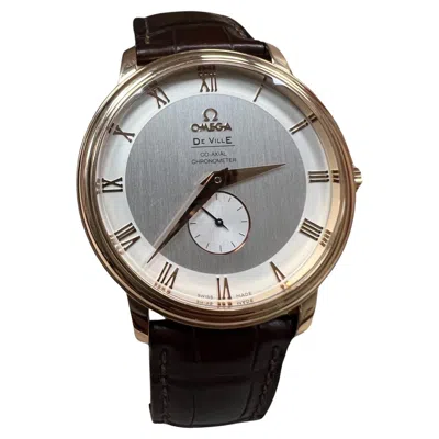 Pre-owned Omega 4614.30.02 De Ville Prestige 18k Rose Gold 39mm In Red