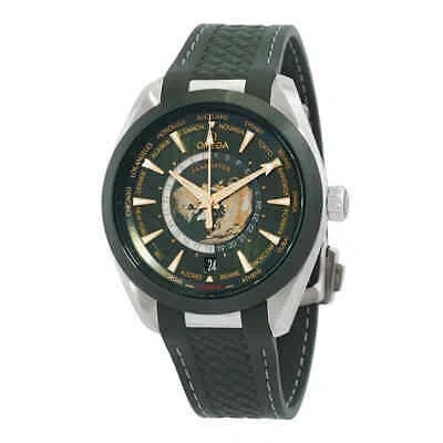 Pre-owned Omega Aquaterrachronometer Gmt Automatic Green Dial Men's Watch