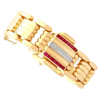 Pre-owned Omega Art Deco Style 1950s Swiss Ruby And Diamond Yellow Gold Watch