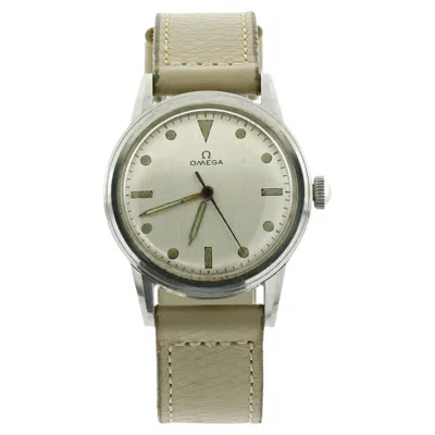Pre-owned Omega Automatic Self-winding Cal.501 Off White, Leather Wristwatch, Circa 1960 In Multi