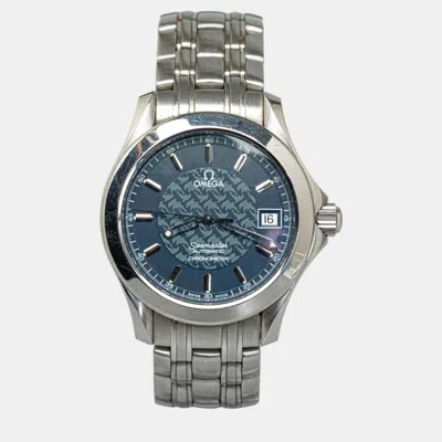 Pre-owned Omega Automatic Stainless Steel Seamaster Watch In Blue