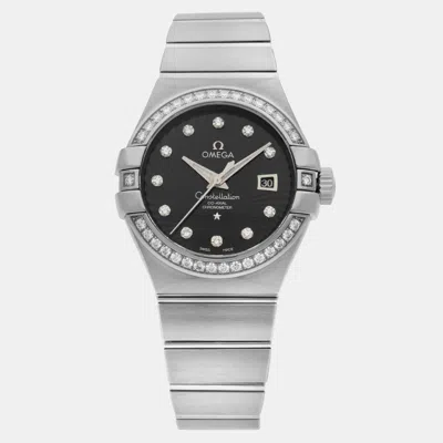 Pre-owned Omega Black 18k White Gold Constellation 123.55.31.20.51.001 Automatic Women's Wristwatch 33mm