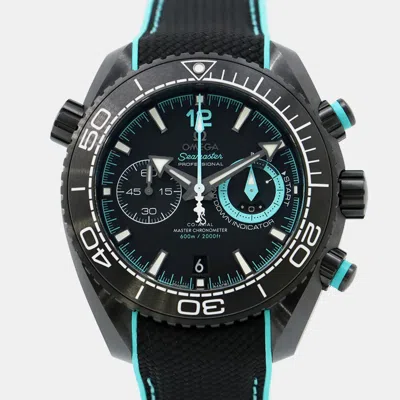Pre-owned Omega Black Ceramic Seamaster Planet Ocean 215.92.46.51.01.003 Automatic Men's Wristwatch 45.5mm