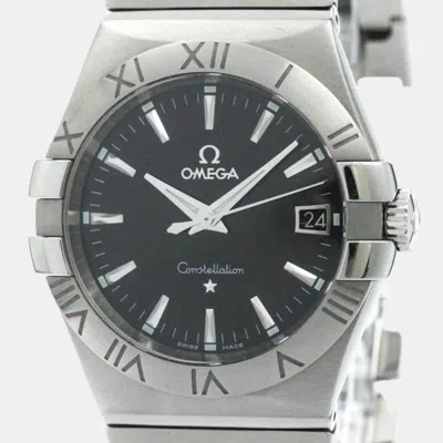 Pre-owned Omega Black Stainless Steel Constellation 123.10.35.60.01.001 Quartz Men's Wristwatch 35 Mm