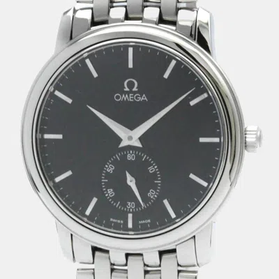 Pre-owned Omega Black Stainless Steel De Ville 4520.51 Manual Winding Men's Wristwatch 34 Mm