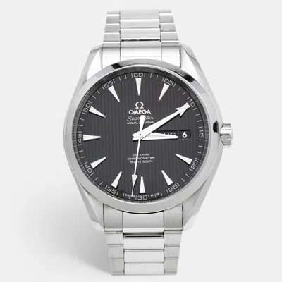 Pre-owned Omega Black Stainless Steel Seamaster Aqua Terra 231.10.43.22.01.002 Men's Wristwatch 43 Mm In Silver