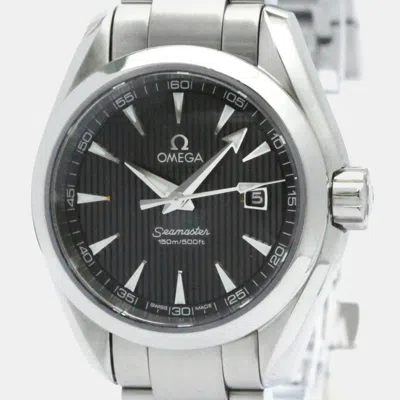 Pre-owned Omega Black Stainless Steel Seamaster Aqua Terra Quartz Women's Wristwatch 30 Mm
