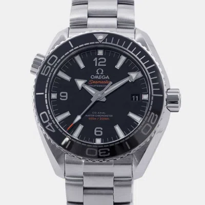Pre-owned Omega Black Stainless Steel Seamaster Planet Ocean 215.30.44.21.01.001 Automatic Men's Wristwatch 43 Mm