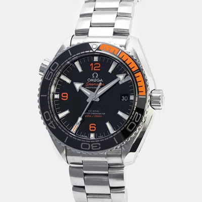 Pre-owned Omega Black Stainless Steel Seamaster Planet Ocean 215.30.44.21.01.002 Automatic Men's Wristwatch 39.5 Mm