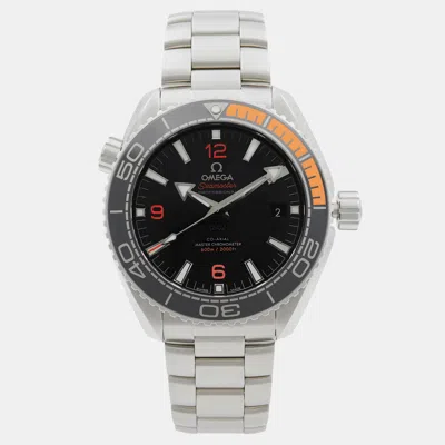 Pre-owned Omega Black Stainless Steel Seamaster Planet Ocean 215.30.44.21.01.002 Automatic Men's Wristwatch 43.5 Mm