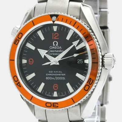 Pre-owned Omega Black Stainless Steel Seamaster Planet Ocean 2209.50 Automatic Men's Wristwatch 42 Mm
