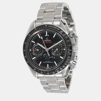 Pre-owned Omega Black Stainless Steel Speedmaster 304.30.44.52.01.001 Automatic Men's Wristwatch 44 Mm