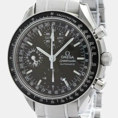 Pre-owned Omega Black Stainless Steel Speedmaster 3520.50 Automatic Men's Wristwatch 39 Mm