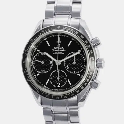 Pre-owned Omega Black Stainless Steel Speedmaster Automatic Men's Wristwatch 40 Mm