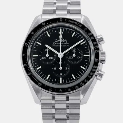 Pre-owned Omega Black Stainless Steel Speedmaster Manual Winding Men's Wristwatch 42 Mm