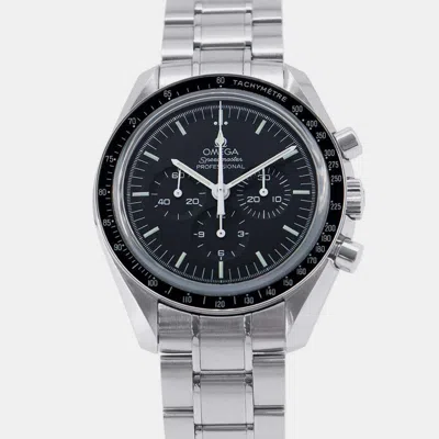 Pre-owned Omega Black Stainless Steel Speedmaster Manual Winding Men's Wristwatch 42 Mm