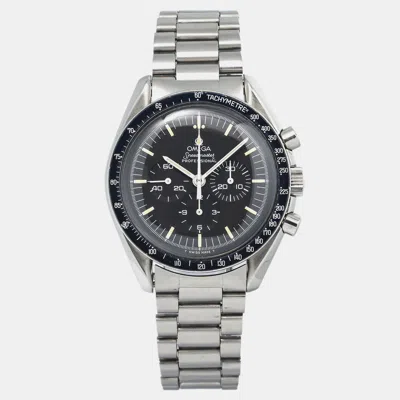Pre-owned Omega Black Stainless Steel Speedmaster Professional Moonwatch St145.022 Manual Winding Men's Wristwatch 4