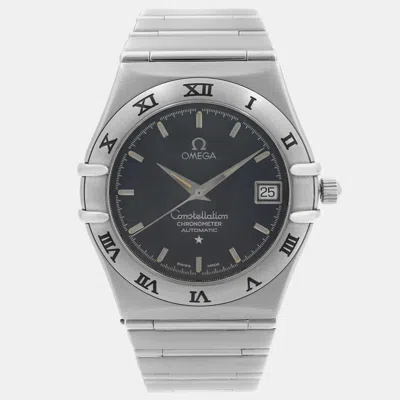 Pre-owned Omega Constellation Steel 35 Mm Date Dark Blue Dial Men Automatic Watch 368.1201
