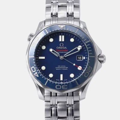 Pre-owned Omega Blue Stainless Steel Seamaster 212.30.41.20.03.001 Automatic Men's Wristwatch 41 Mm