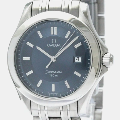 Pre-owned Omega Blue Stainless Steel Seamaster 2511.82 Quartz Men's Wristwatch 36 Mm