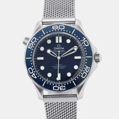 Pre-owned Omega Blue Stainless Steel Seamaster 300m 210.30.42.20.03.002 Automatic Men's Wristwatch 42mm