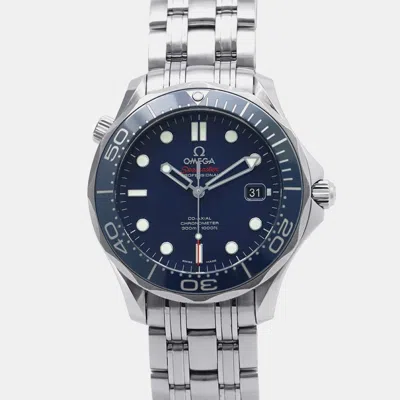 Pre-owned Omega Blue Stainless Steel Seamaster 300m 212.30.41.20.03.001 Automatic Men's Wristwatch 42mm