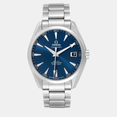 Pre-owned Omega Blue Stainless Steel Seamaster Aqua Terra 231.10.42.21.03.001 Automatic Men's Wristwatch 41.5 Mm
