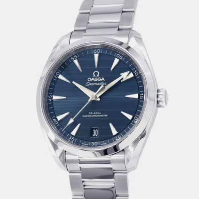 Pre-owned Omega Blue Stainless Steel Seamaster Aqua Terra Automatic Men's Wristwatch 41 Mm