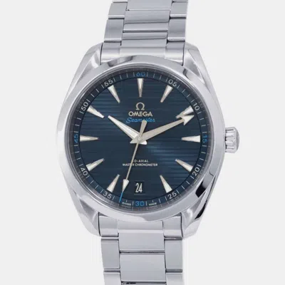 Pre-owned Omega Blue Stainless Steel Seamaster Aqua Terra Automatic Men's Wristwatch 41 Mm