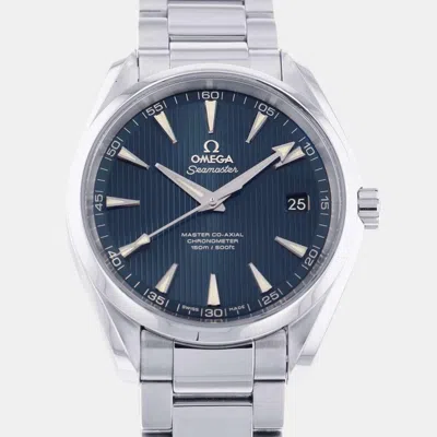 Pre-owned Omega Blue Stainless Steel Seamaster Aqua Terra Automatic Men's Wristwatch 41.5 Mm